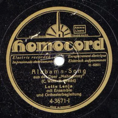 Aufstieg und Fall der Stadt Mahagonny: Alabama Song