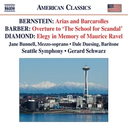 Bernstein: Arias and Barcarolles / Barber: Overture to "The School for Scandal" / Diamond: Elegy in the Memory of Maurice Ravel von David Diamond – Album Cover