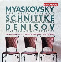 Myaskovsky: Sinfonietta, op. 32 no. 2 / Schnittke: Sonata for Violin & Chamber Orchestra / Denisov: Five Paganini Caprices von Николай Яковлевич Мясковский – Album Cover