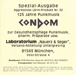 125 Jahre Punkmusik von Condom – Album Cover
