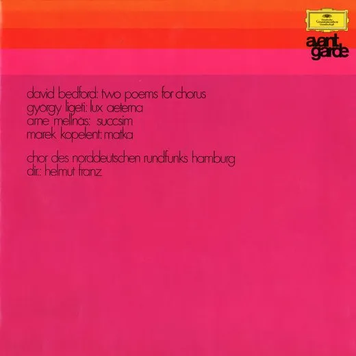 Bedford: Two Poems for Chorus / Ligeti: Lux aeterna / Mellnäs: Succsim / Kopelent: Matka
